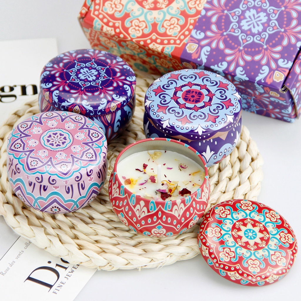 Nến thơm - Nến thơm phòng thổ cẩm candle cup hoa khô handmade vnxk bath body works, sáp thơm phòng tinh dầu