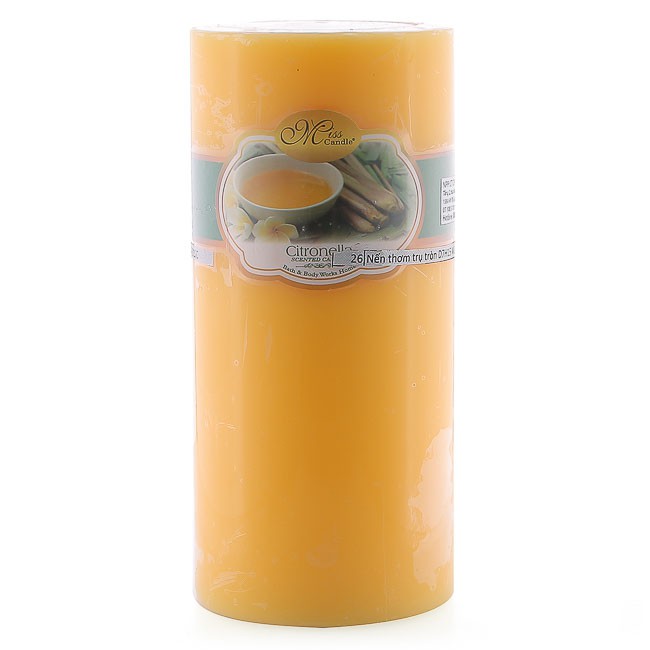 Nến thơm trụ tròn D7H15 Miss Candle MIC0277 7 x 15 cm (Vàng chanh, hương sả chanh)