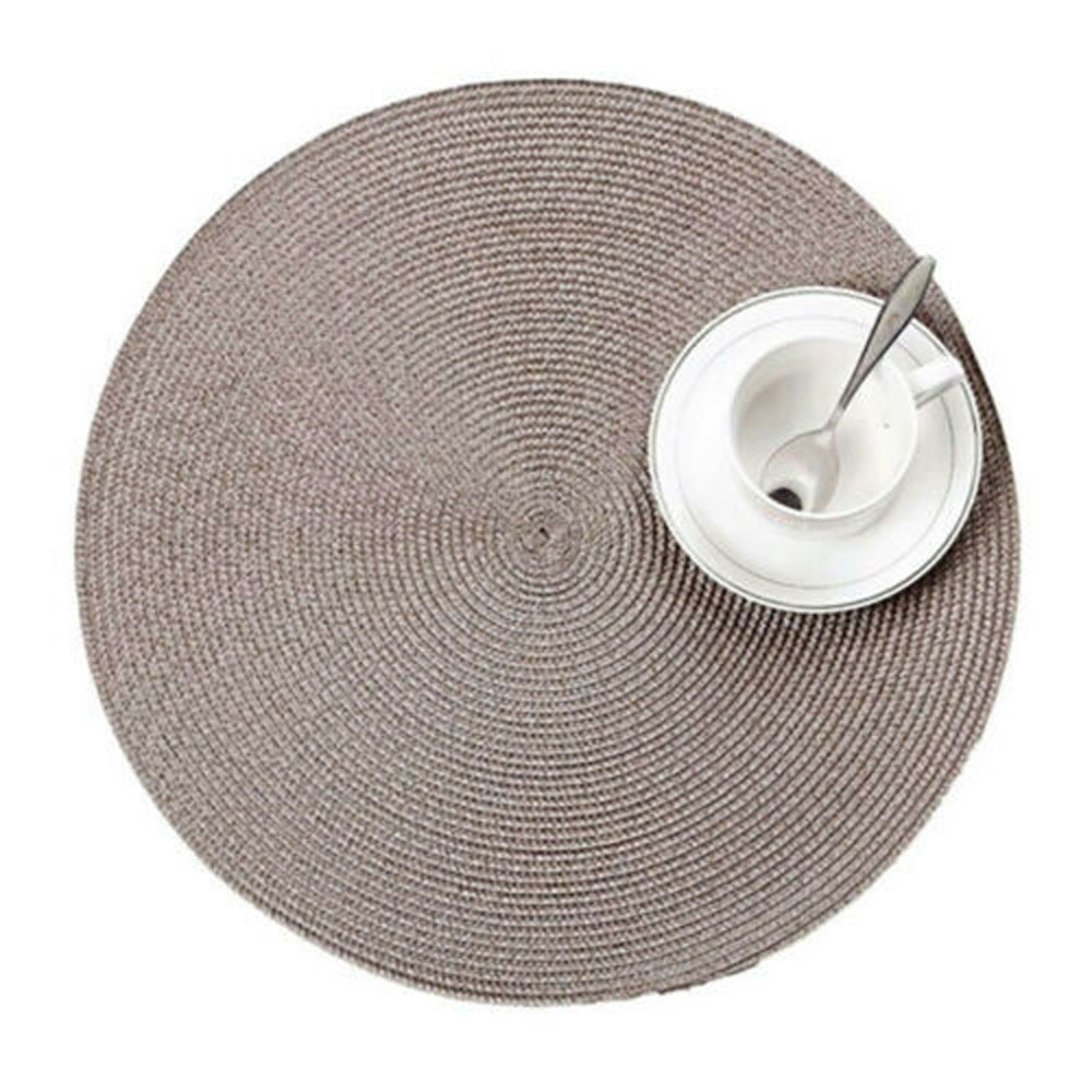 MXMIO 4 Pcs/set Placemat Handmade Coaster Table Mat Tableware Teapot Eco-friendly Round Durable Weave Tea Cup Pad/Multicolor