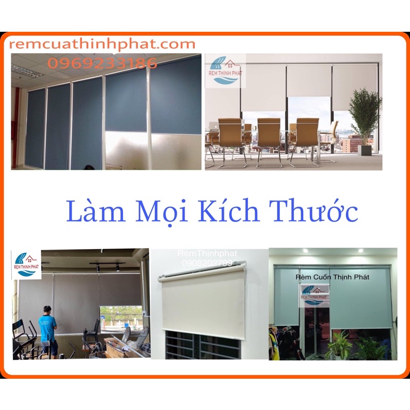 Rèm cuốn che nắng cửa sổ cản nắng 100%. Màn sáo cuốn trơn Giá Rẻ. Làm theo mọi kích thước. Phụ kiện thanh dưới vuông.