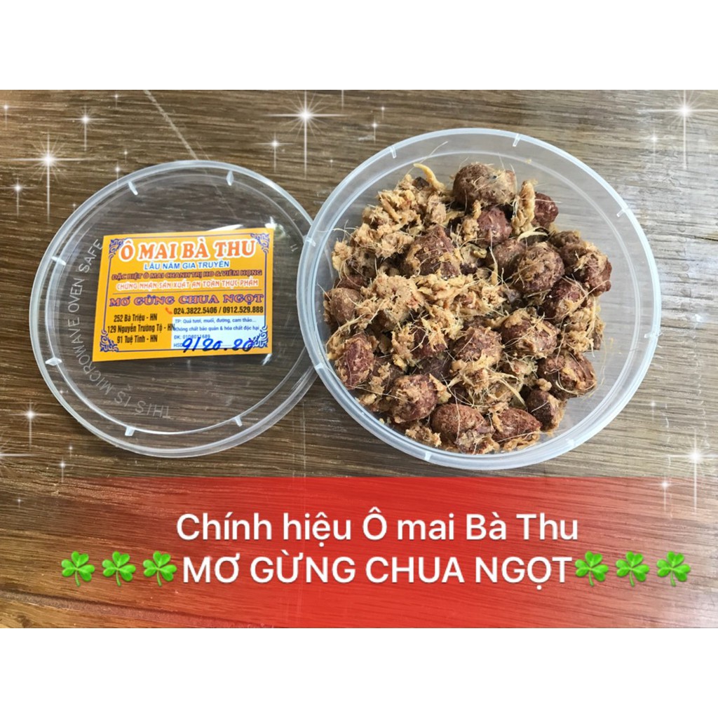 Ô mai chính hiệu Bà Thu - MƠ GỪNG CHUA NGỌT (hộp 160 gam),  quà vặt siêu ngon, đặc sản Hà Nội