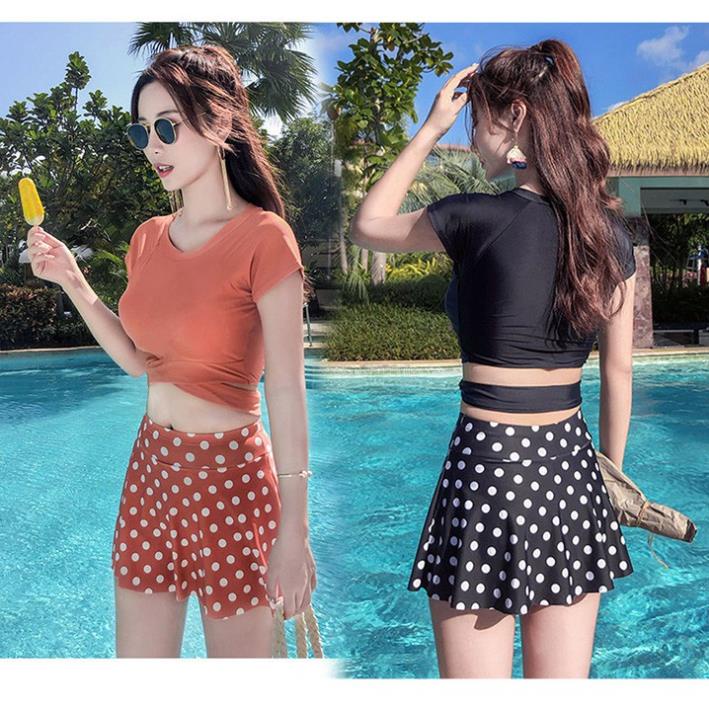 Có sẵn bộ đồ bơi nữ bikini 2 mảnh váy chấm bi chất thun đẹp !