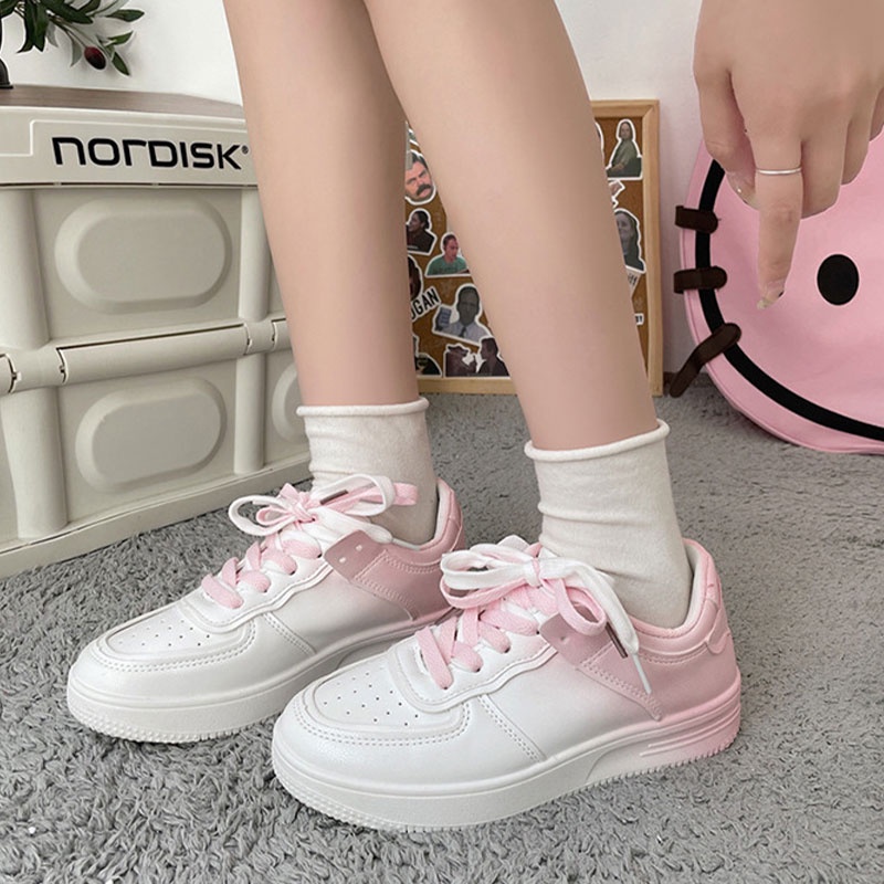 Qiaoyiluo Giày Thể Thao Mũi Tròn Nhẹ Và Nhẹ Tối Giản Cho Nữ