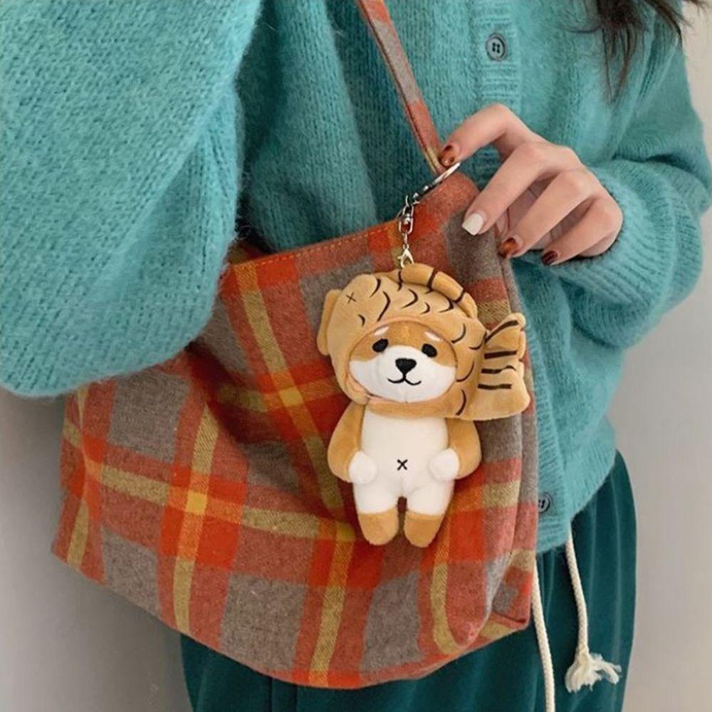 LANFY Móc Khóa Hình Chú Chó Husky Shiba Bằng Lông Nhung Dễ Tháo Rời Charms