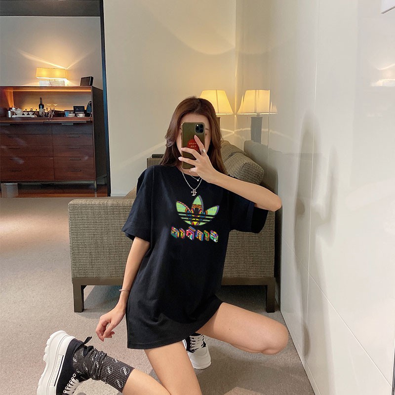 Áo phông adida nữ form rộng tay lỡ unisex, áo thun adida nữ form rộng tay lỡ unisex cotton AT088 Miucho in logo