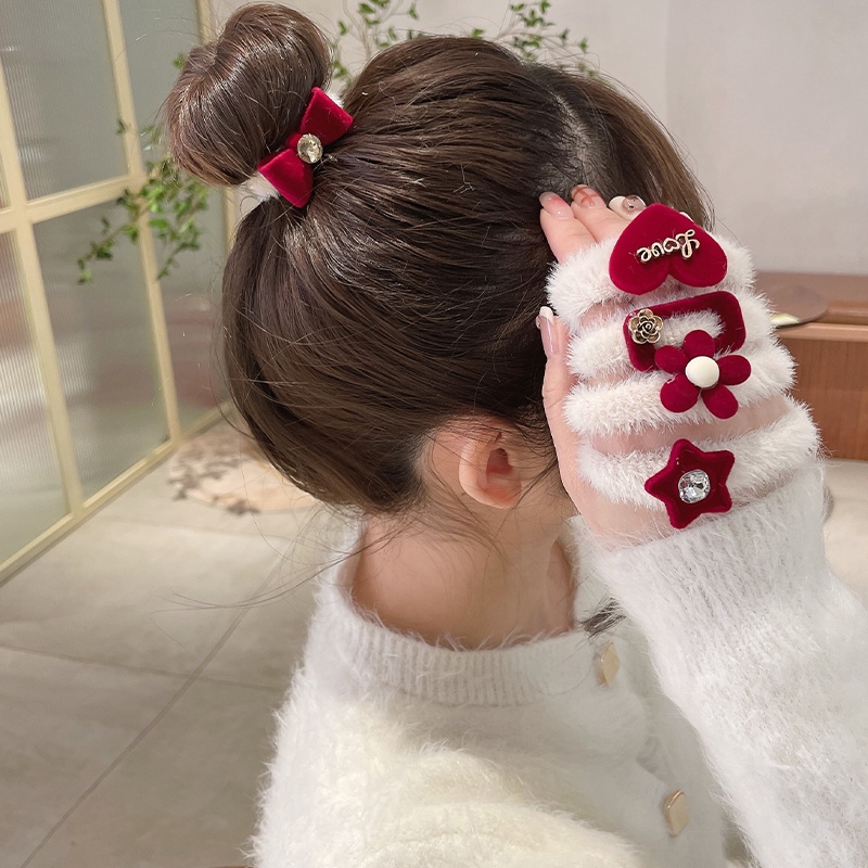 Dây Cột Tóc Lông Xù Hình Gấu Hoạt Hình Phong Cách Hàn Quốc Thanh Lịch Dành Cho Nữ