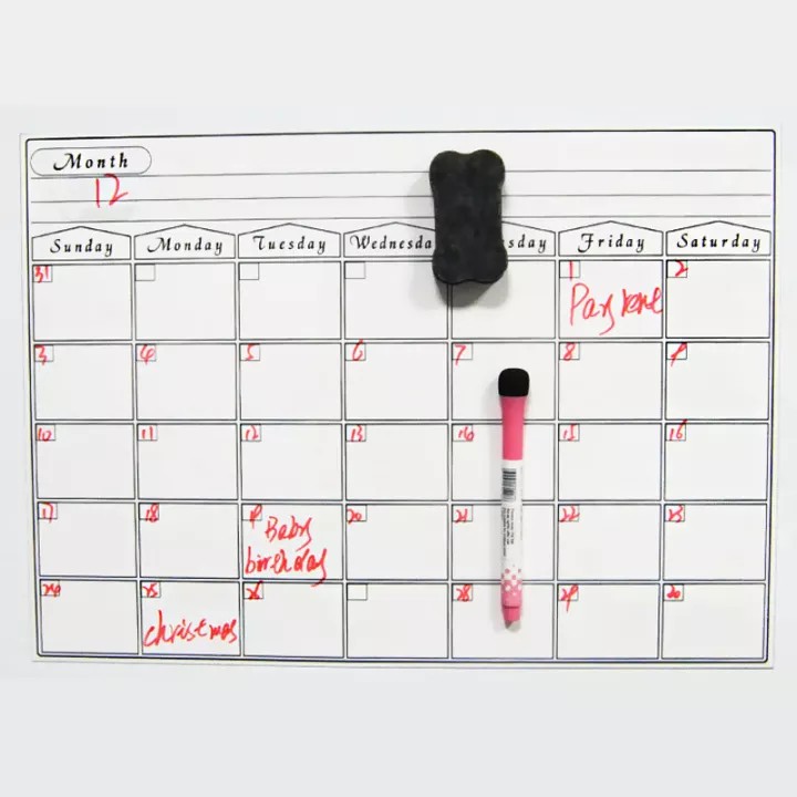 Magnetic Refrigerator Wall Art Sticker Calendar Monthly Weekly Planner White Board Erase for Kitchen 42X30cm_123Lifevn