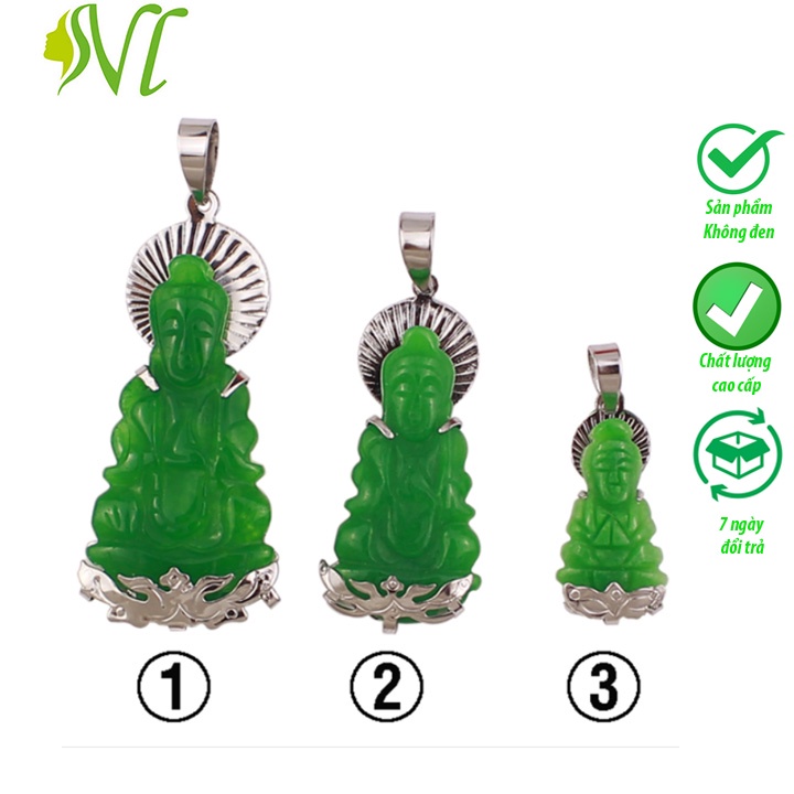 Mặt dây chuyền phật quan âm bằng đá  Người Đẹp Vì Lụa bằng đá không đen không gỉ xài nước tốt