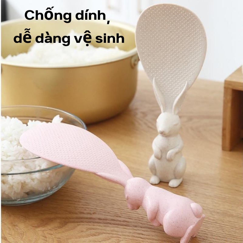 Muôi xới cơm chống dính dễ thương, Muỗng xới com chịu nhiệt cao cấp hình chú thỏ mới lạ OUOUDECOR