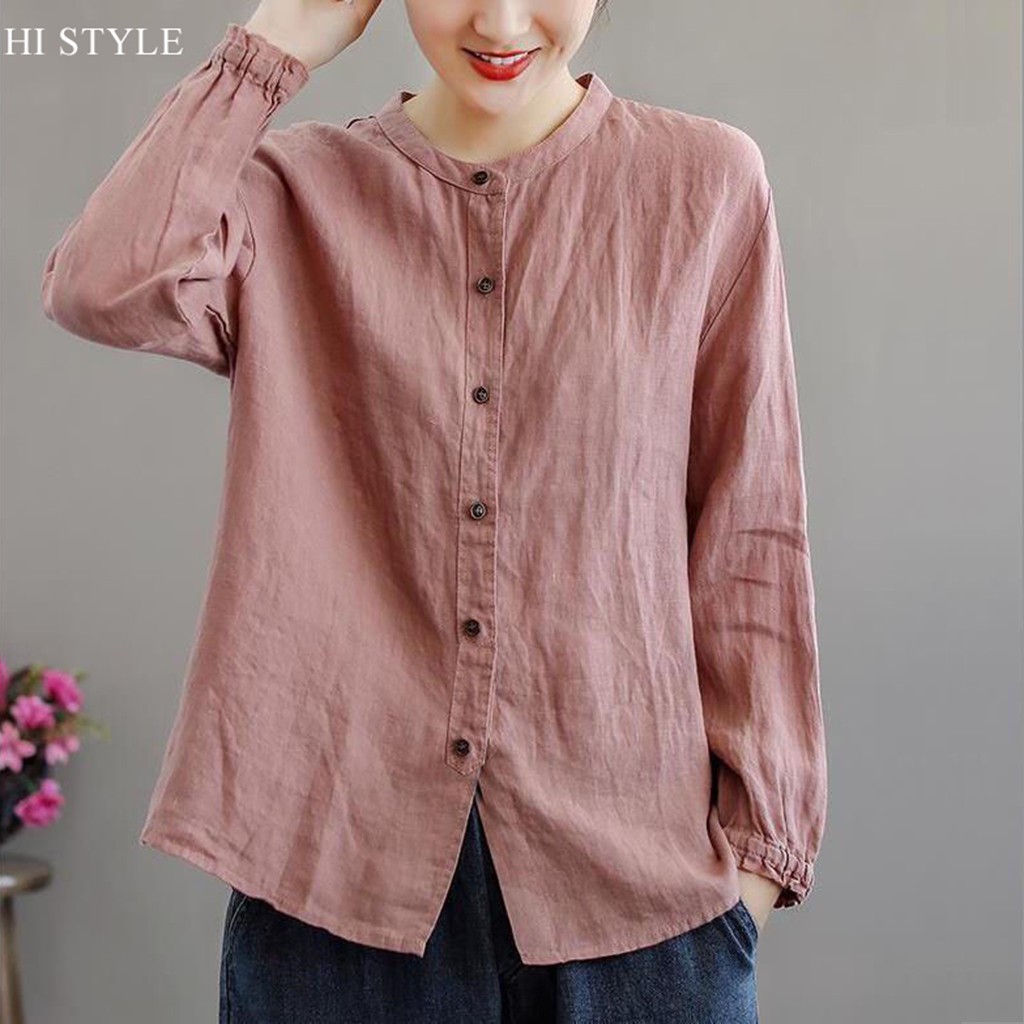 Áo Somi Nữ form rộng có size to ống tay dài kiểu dáng Vintage Rentro Áo Sơ Mi phong cách Hàn Quốc Korea - HI STYLE shop