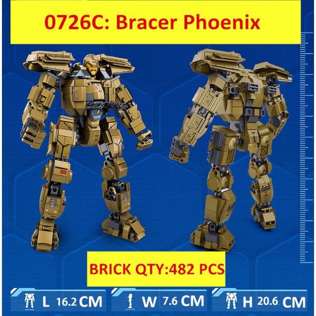 Lắp ráp Mô hình anh hùng mech Sluban 0726 Pacific Rim uprising  Gipsy Avenger Saber athena Bracer phoenix Guardian Bravo