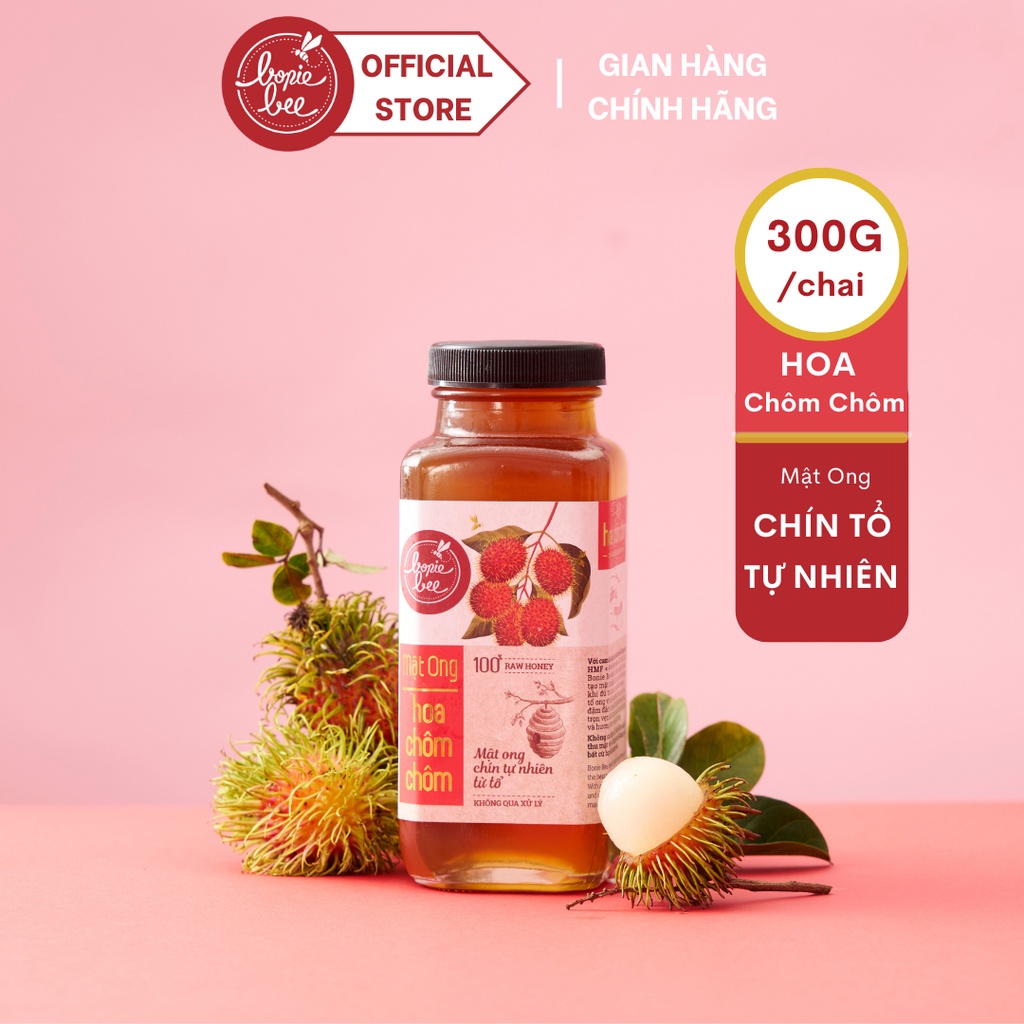 Mật Ong Bonie Bee Nguyên Chất Từ Hoa Chôm Chôm - Vị Ngọt Đậm Đà - Chín Tự Nhiên Từ Tổ - Không Qua Xử Lý - 300gr