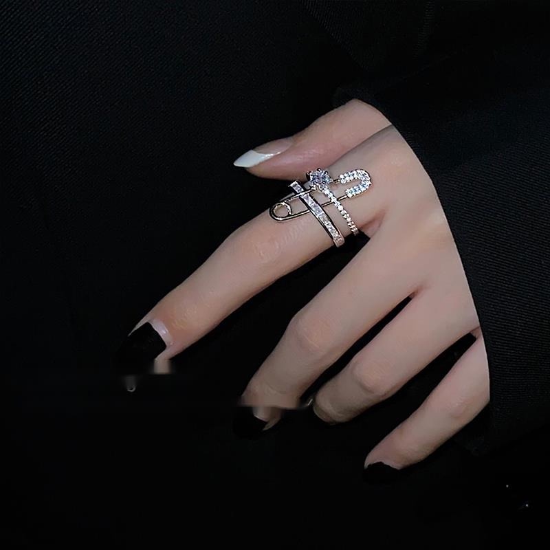 Nhẫn Hở Hai Lớp Phong Cách hip hop Hàn Quốc Thời Trang Cho Nữ