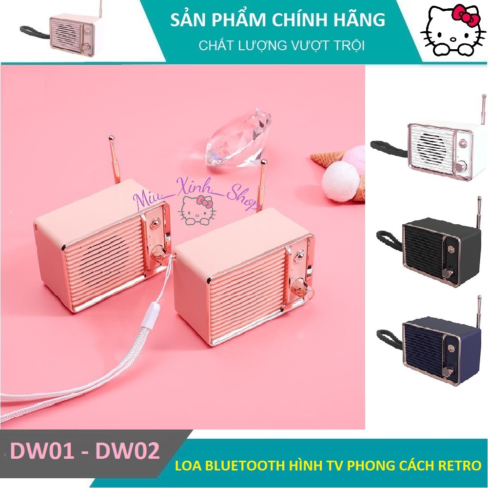 💞Dễ thương💞 Loa Bluetooth Mini DW01 - DW02 - BT01 - BS32 hình Tivi Phong Cách Retro 💖 cho ios iphone 12, samsung s21