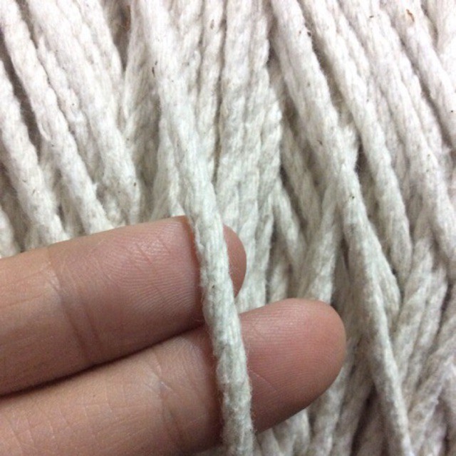 1kg Dây thừng 3mm,5mm cotton dạng xoắn màu ngà làm macrame