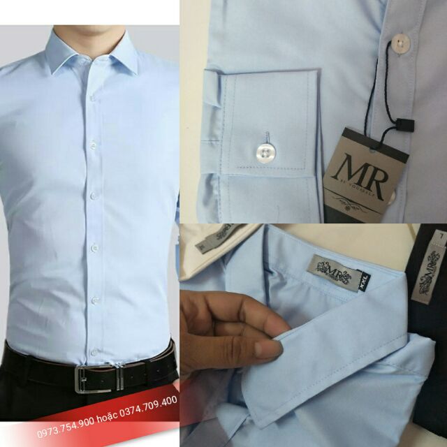 [Freeship Từ 99k] Áo sơ mi nam trơn xanh nhạt dài tay dáng Slimfit ôm body | BigBuy360 - bigbuy360.vn