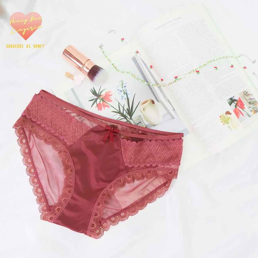 Quần Lót Nữ Lụa Cao Cấp viền ren cạp ren quyến rũ sang trọng gợi cảm kháng khuẩn mềm mại sexy LUA001 Honey Bae Nội Y | BigBuy360 - bigbuy360.vn