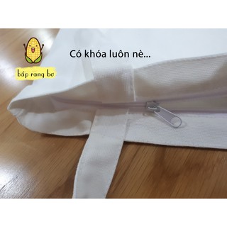 [COMBO 3 TÚI TOTE + TÚI CON ] VẢI CANVAS TRƠN TRẮNG ĐEN