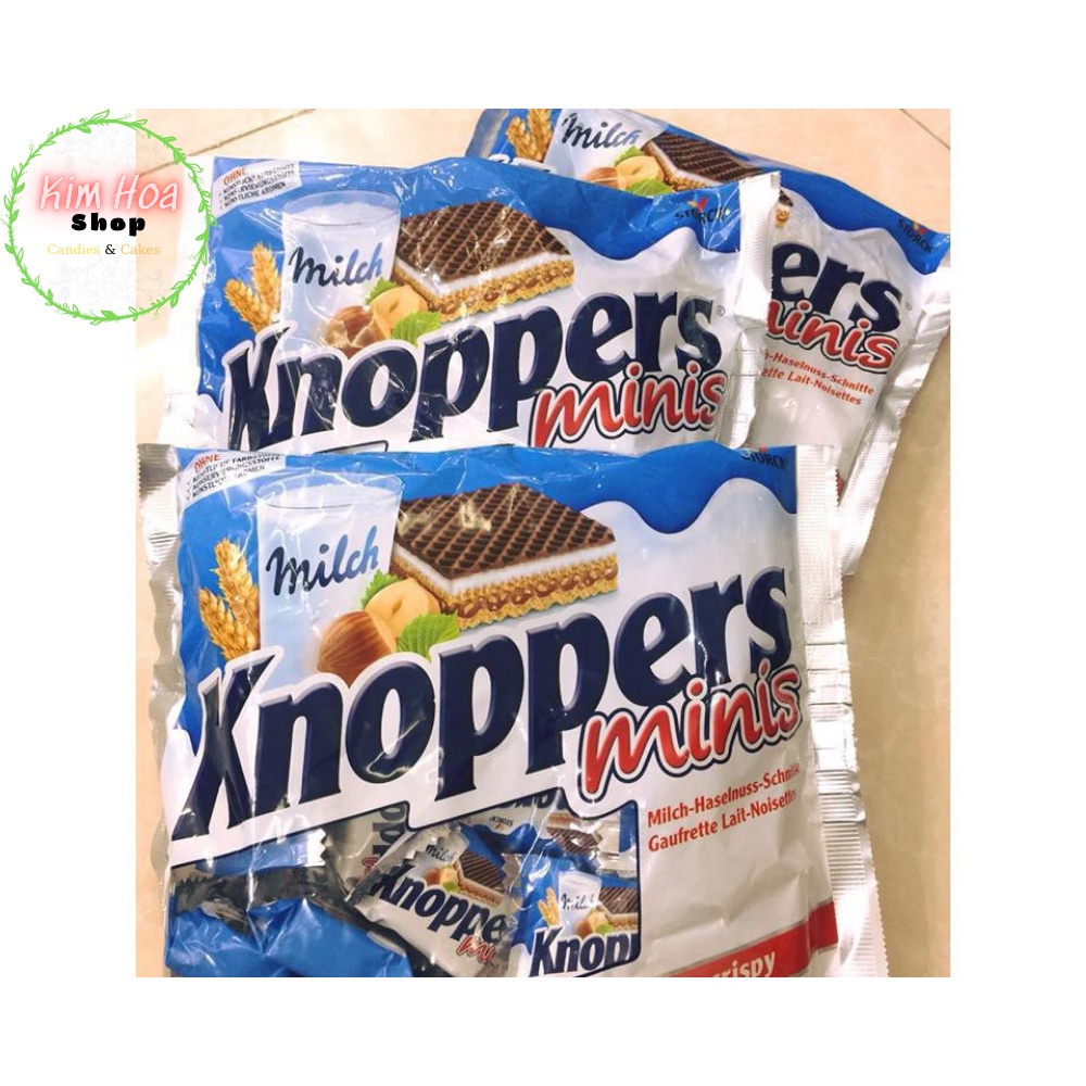 Bánh Xốp đa tầng hương vị HẠT DẺ Knoppers mini & Knoppers pack 8 family EU - MADE IN GERMANY