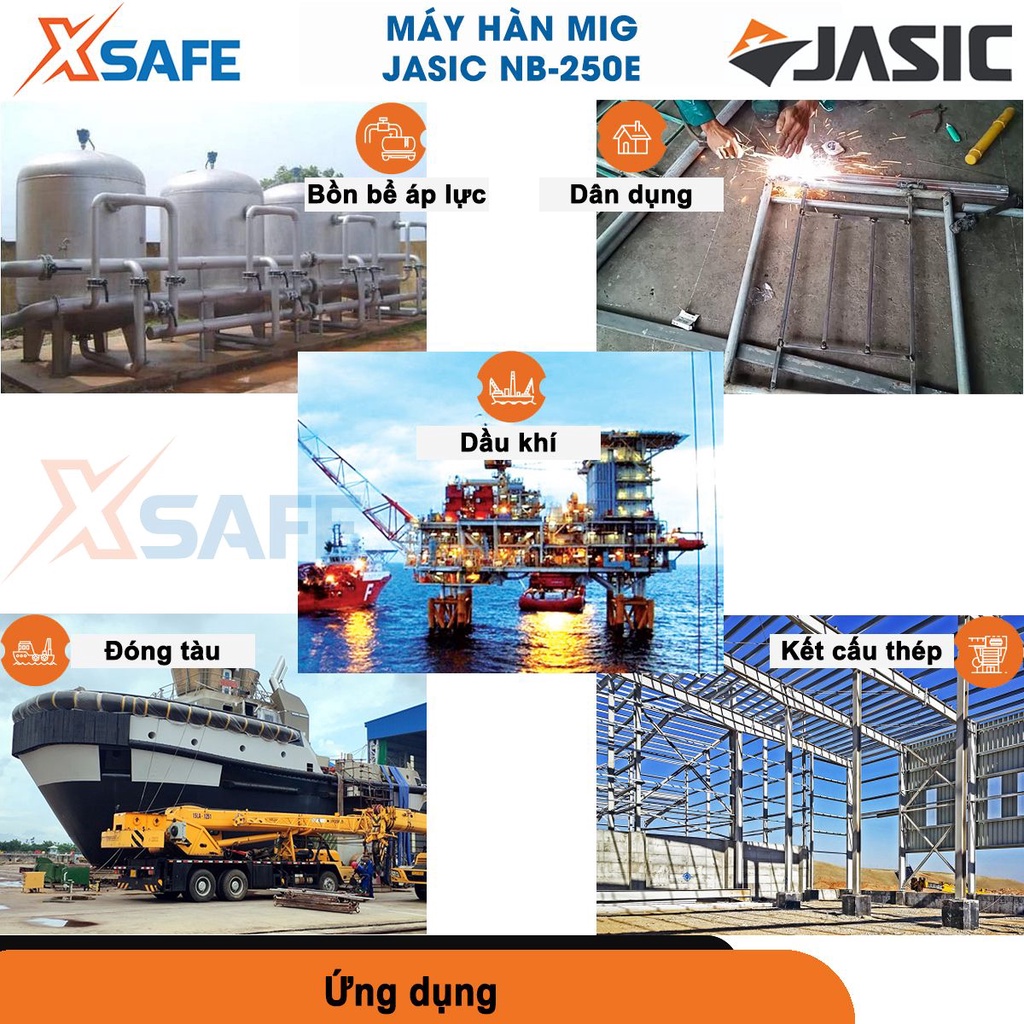 Máy hàn mig Jasic NB-250E công nghệ IGBT, dòng hàn khỏe, hồ quang ổn định, mối hàn độ ngấu sâu [CHÍNH HÃNG][XSAFE]