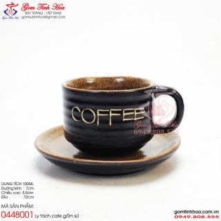 Ly tách cafe gốm sứ men đen lòng gốm
