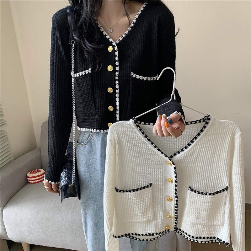 Áo Khoác Cardigan Dệt Kim Tay Dài Dáng Rộng Thời Trang