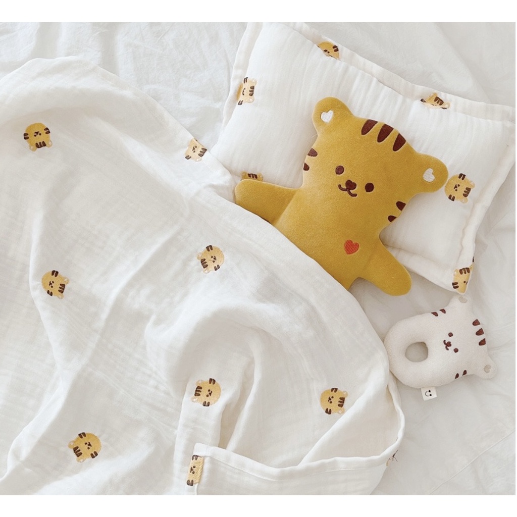Chăn xô hè 3 lớp Dottodot Malolotte Hàn Quốc in/thêu họa tiết cho bé