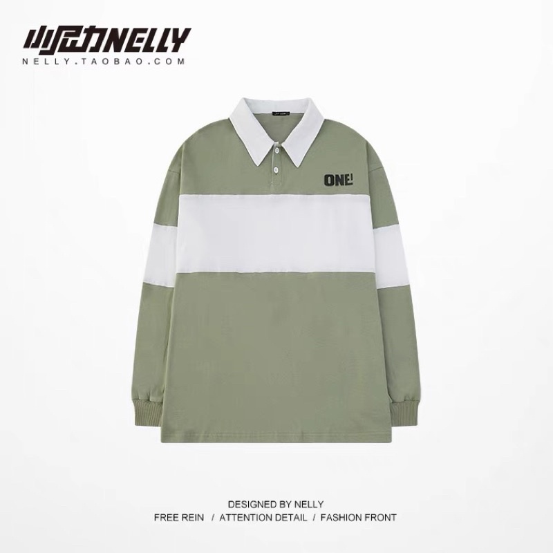 Áo polo dài tay  Nelly Heybig form rộng dành cho nam và nữ 45 50