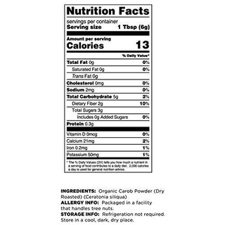 Bột Carob hữu cơ (Terrasoul Superfoods Lightly Roasted Carob Powder) - 454gr