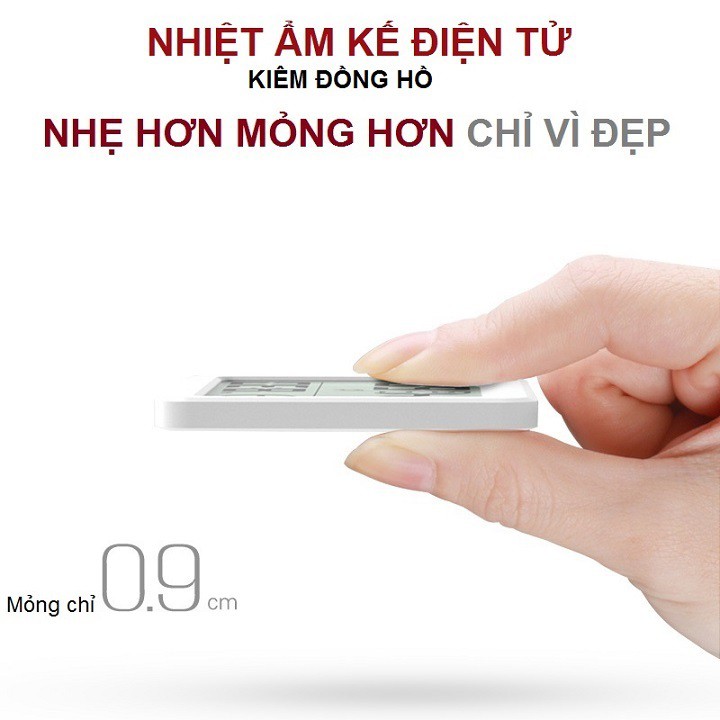 Đồng hồ nhiệt kế kiêm nhiệt ẩm kế siêu mỏng