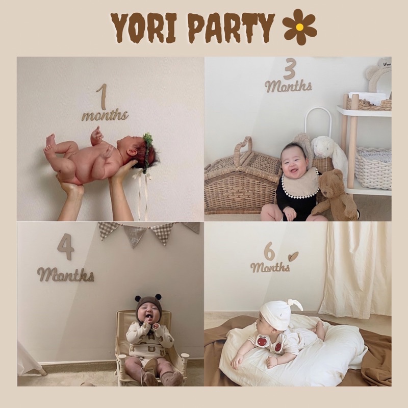 Bộ Chữ Và Số Gỗ Đánh Dấu Cột Mốc Cho Bé - Yori Party