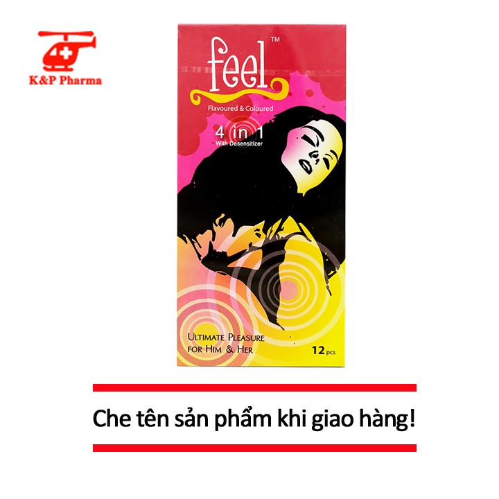 Bao cao su Feel 4 IN 1 - hộp 12 cái - BCS Feel