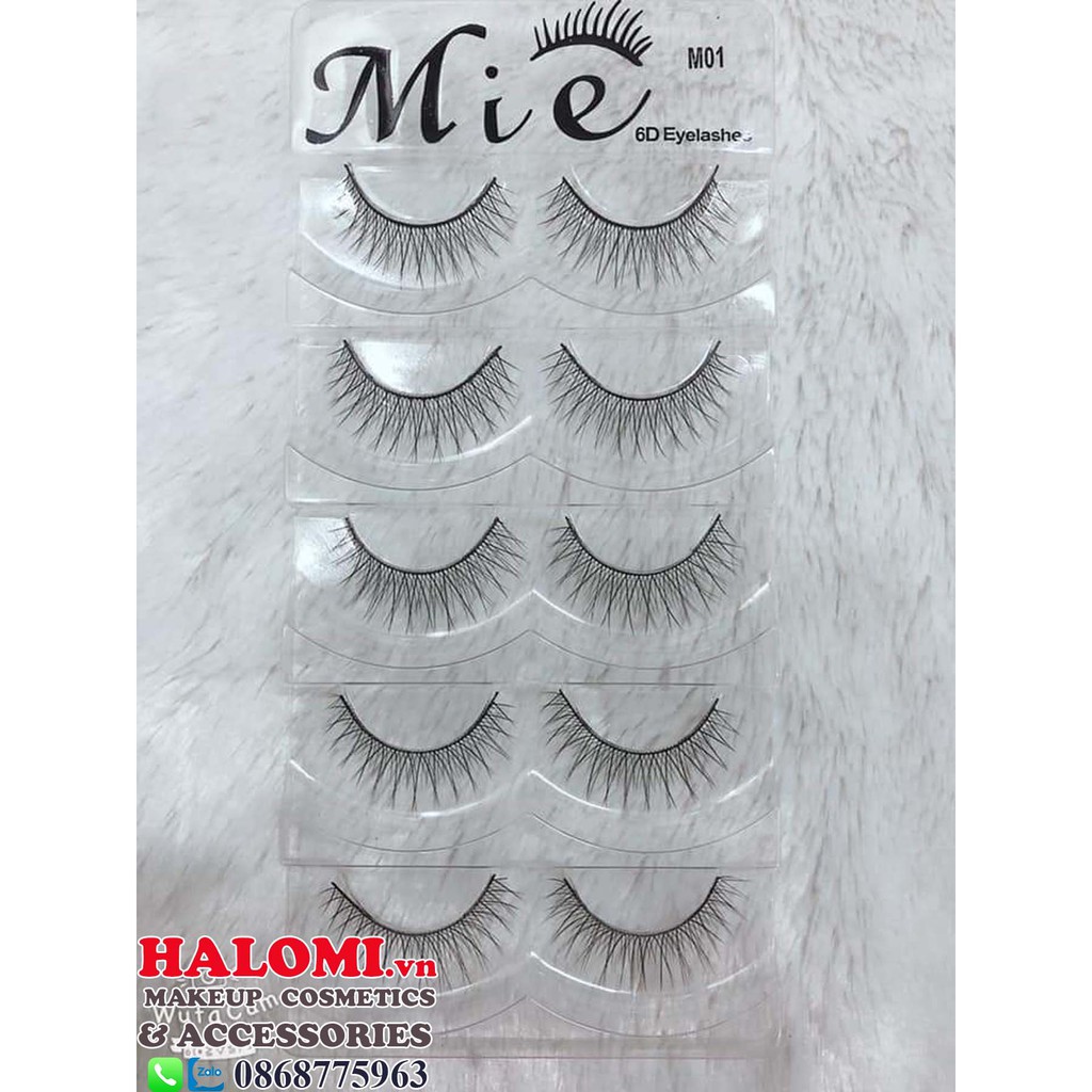 Lông mi giả tự nhiên Mie 01 6D 5 cặp cao cấp chính hãng HALOMI chuyên dùng cho makeup