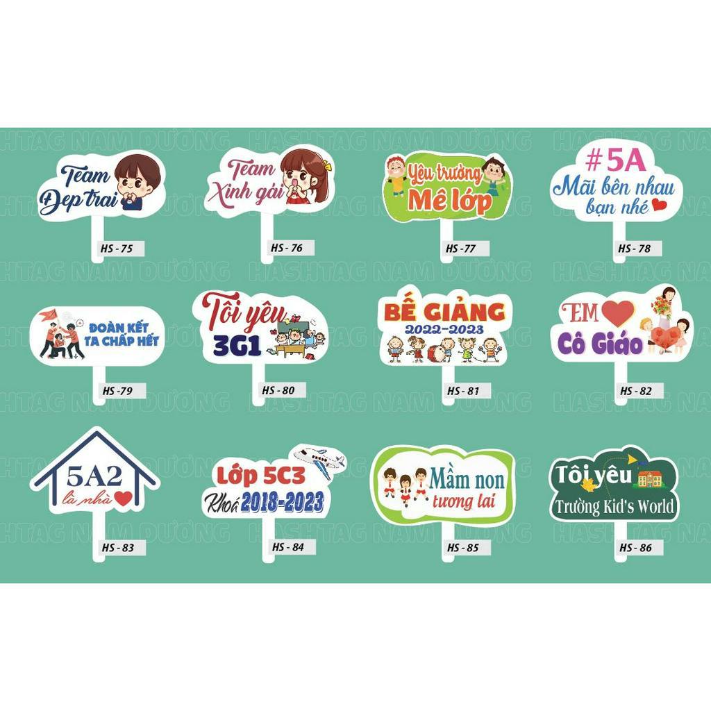 Hashtag Khai giảng, Bế giảng, Học sinh, Trường lớp - Bảng chụp ảnh cầm tay