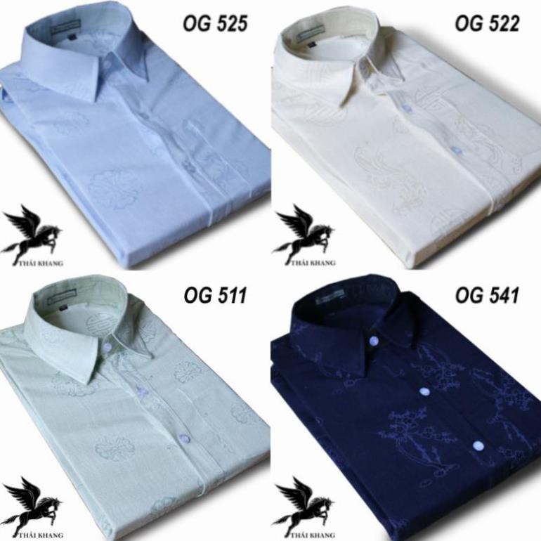 Áo sơ mi nam trung niên vải đũi mềm mát hoạ tiết chìm may bởi xưởng Thái Khang | BigBuy360 - bigbuy360.vn