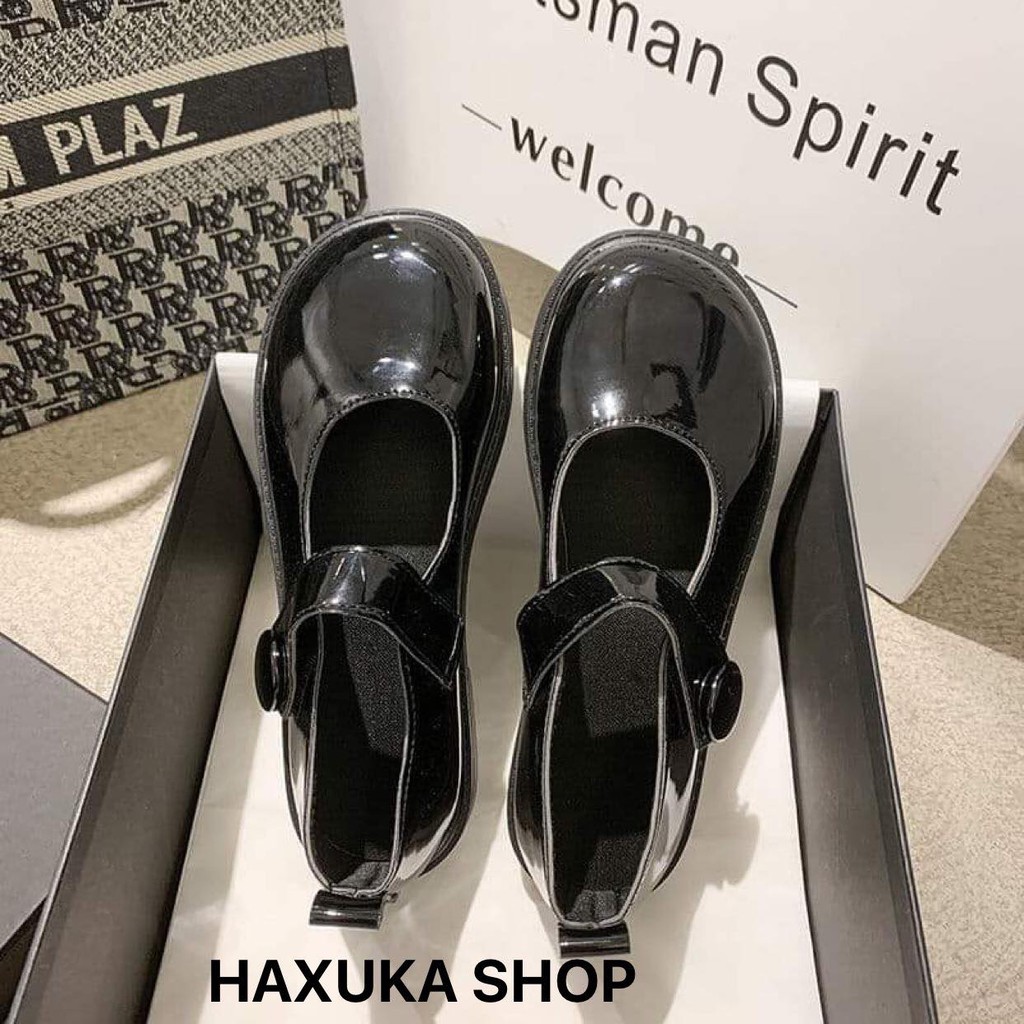 Giày Marry Jane- Giày nữ sinh cài quay ba màu Đen Bóng, Đen Nhám, Nâu kiểu dáng Hàn Quốc, dễ phối đồ