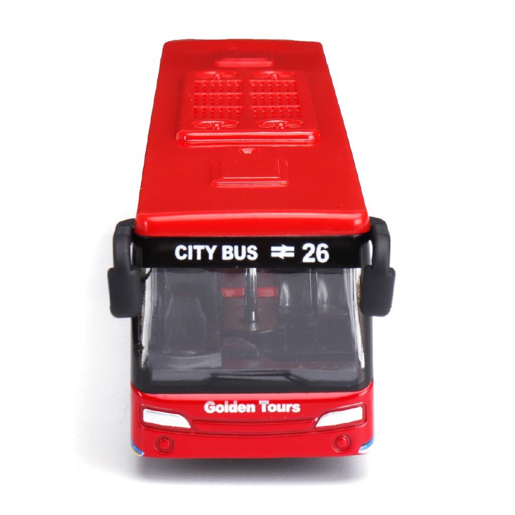 【RC Kuduer】1:64 Alloy Pull Back Shuttle Bus Child Toys The City Bus Diecast Model Vehicle