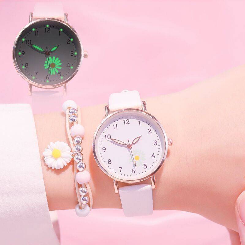 tử hồ Star Night Light Girl Heart Watch Nữ sinh viên Nữ thần dễ thương Nhật Bản bạn gái hai hoặc ba đứa trẻ bình thư