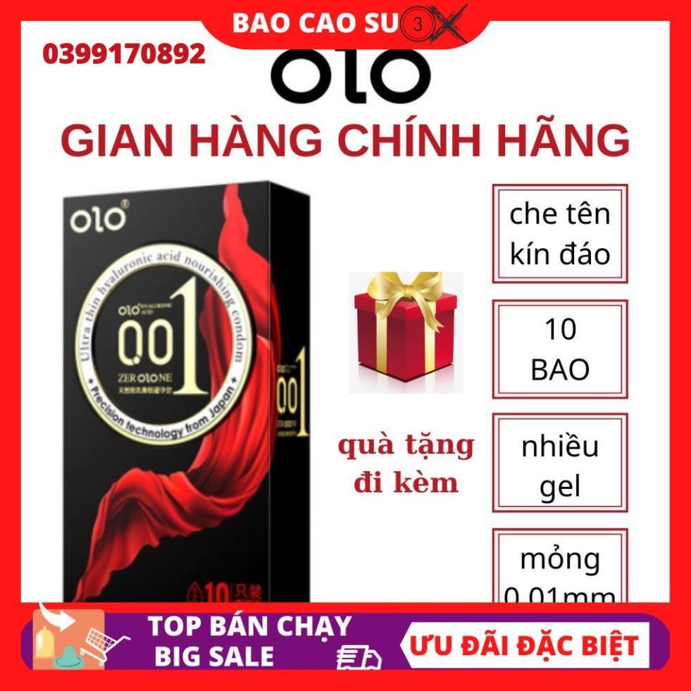 Bao Cao Su OLO 001 Nourishing đen, BCS Siêu Mỏng, Nhiều Gel Bôi Trơn, Hương Vani Hộp 10BCS