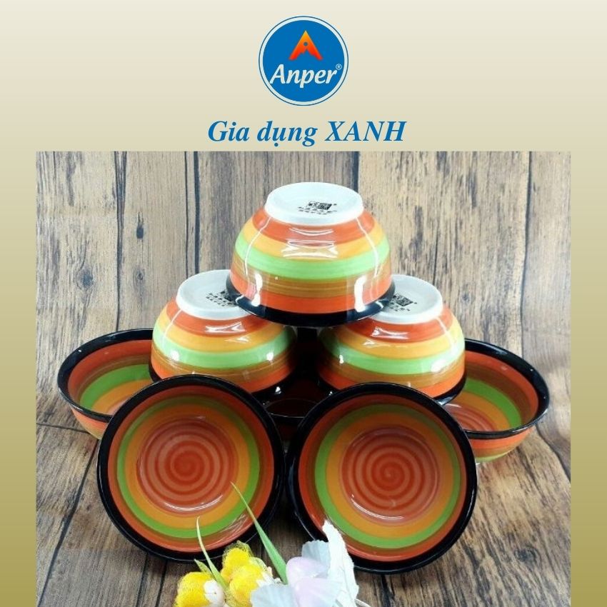 Chén ăn cơm 6 và 10 bát ăn cơm sứ 11 Cm  sứ cầu vồng kiểu dáng hiện đại  an toàn sang trọng