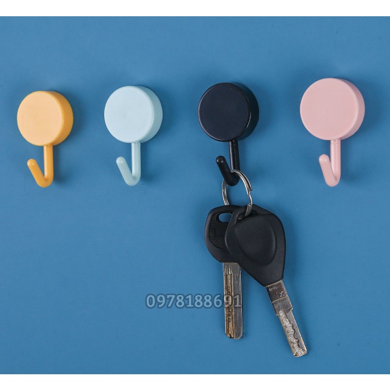 Vỉ 10 Móc Dán Tường Hình Tròn Nhiều Màu Bằng Nhựa