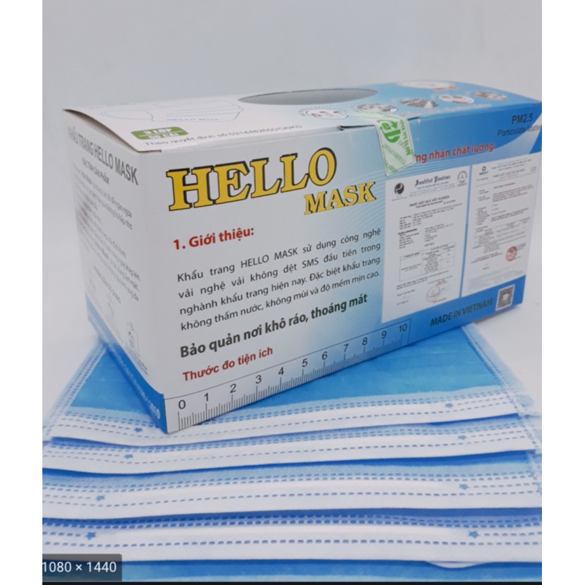 [Mã FAMAYFA2 giảm 10K đơn 50K] Khẩu trang hello mask 4 lớp xanh | BigBuy360 - bigbuy360.vn