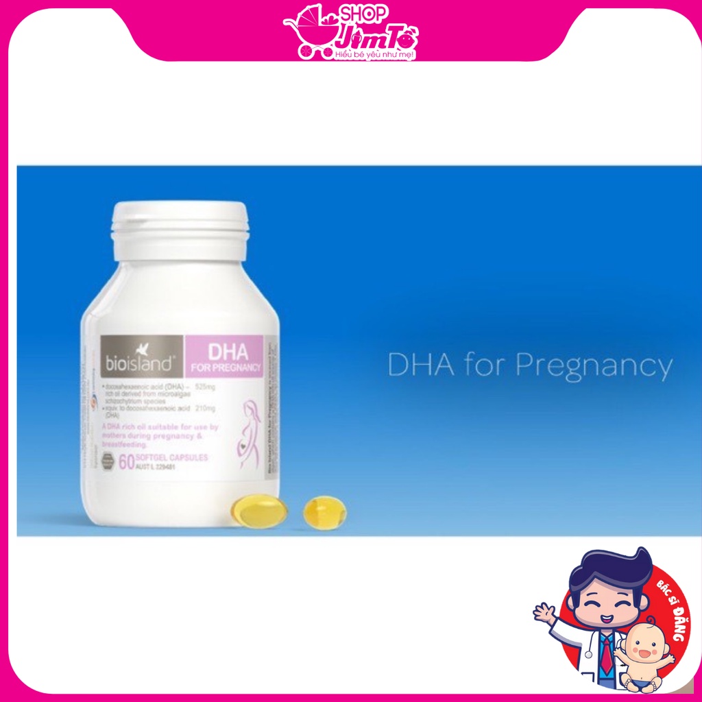 Bioisland DHA Bầu Bổ Sung DHA Giúp Phát Triển Trí Não Cho Thai Nhi Lọ 60 viên