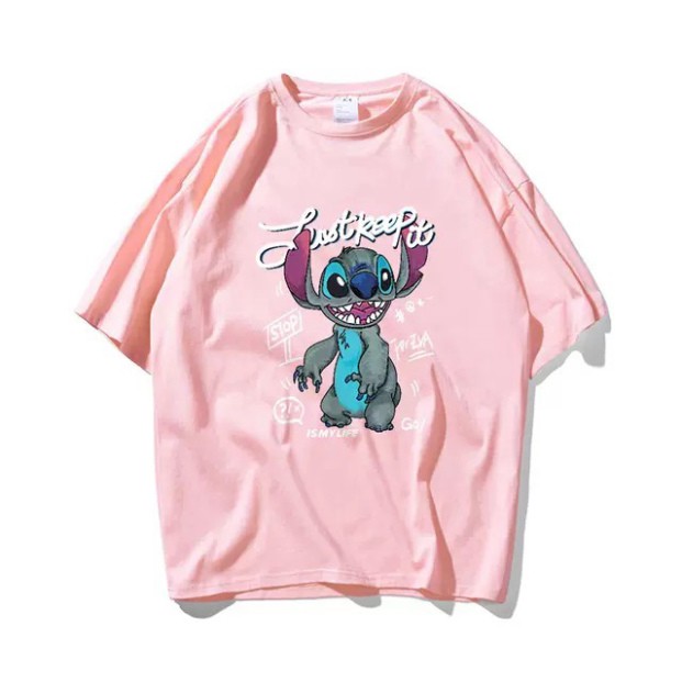 Áo thun phông tay lỡ form rộng nhiều màu Unisex Stitch Just Keep ATIN88 - Áo Phông Chất liệu vải cotton mềm mượt | BigBuy360 - bigbuy360.vn