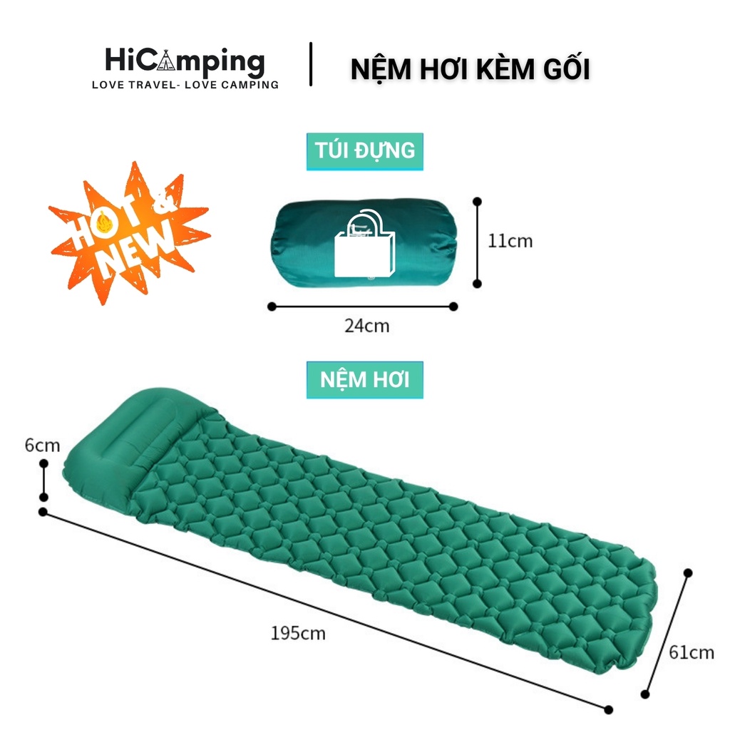 [FREESHIP 20K]Đệm hơi/Nệm hơi kèm gối-  siêu nhẹ, đa năng tiện dụng cho cắm trại/dã ngoại