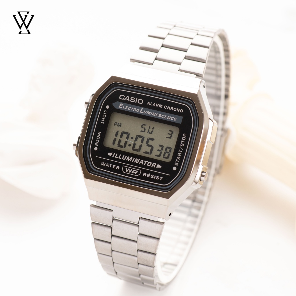 Đồng Hồ Điện Tử Nam Casio WATCHSTORE A168WGG-1ADF Thiết Kế Mặt Kính 36mm, Vỏ Nhựa, Dây Kim Loại Chắc Chắn