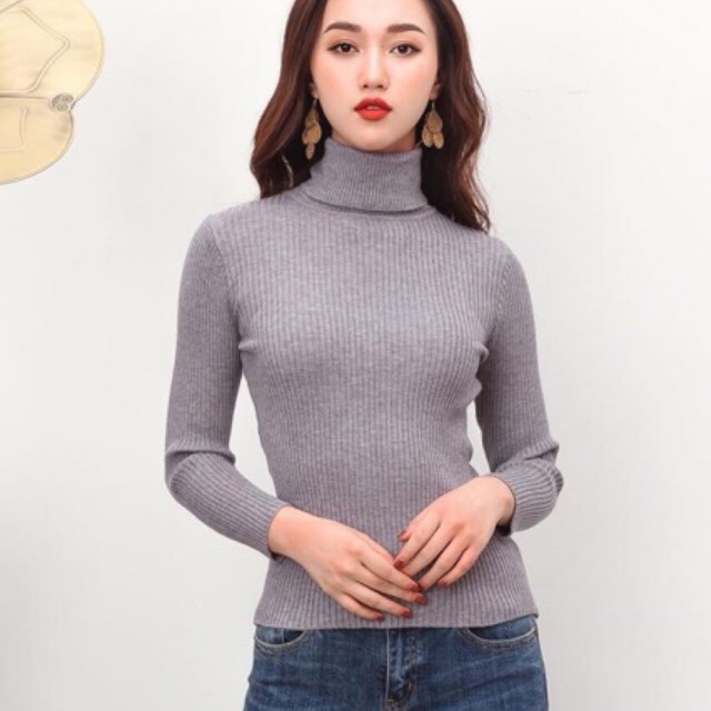 Hàng có sẵn áo thun len cổ cao ôm body như hình.