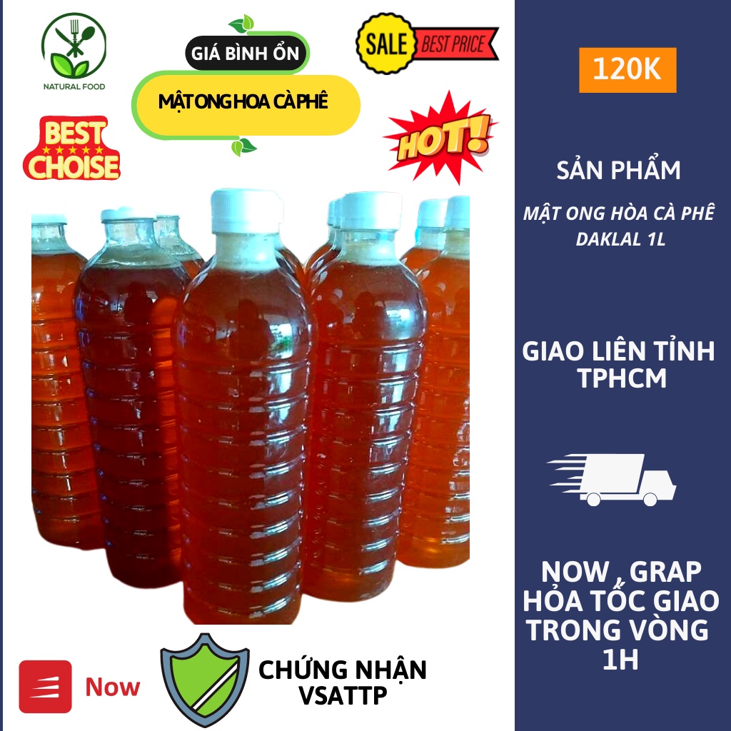 Mật ong hoa cà phê Daklak chai 1lít xịn nguyên chất [FREESHIP Đơn Hàng 300k Hỏa tốc 1H]