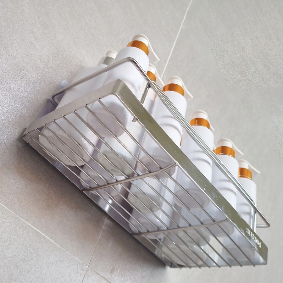 Kệ dán tường chữ nhật inox 304 cao cấp Elliver đồ gia dụng nhà tắm giá để chai lọ _CN4