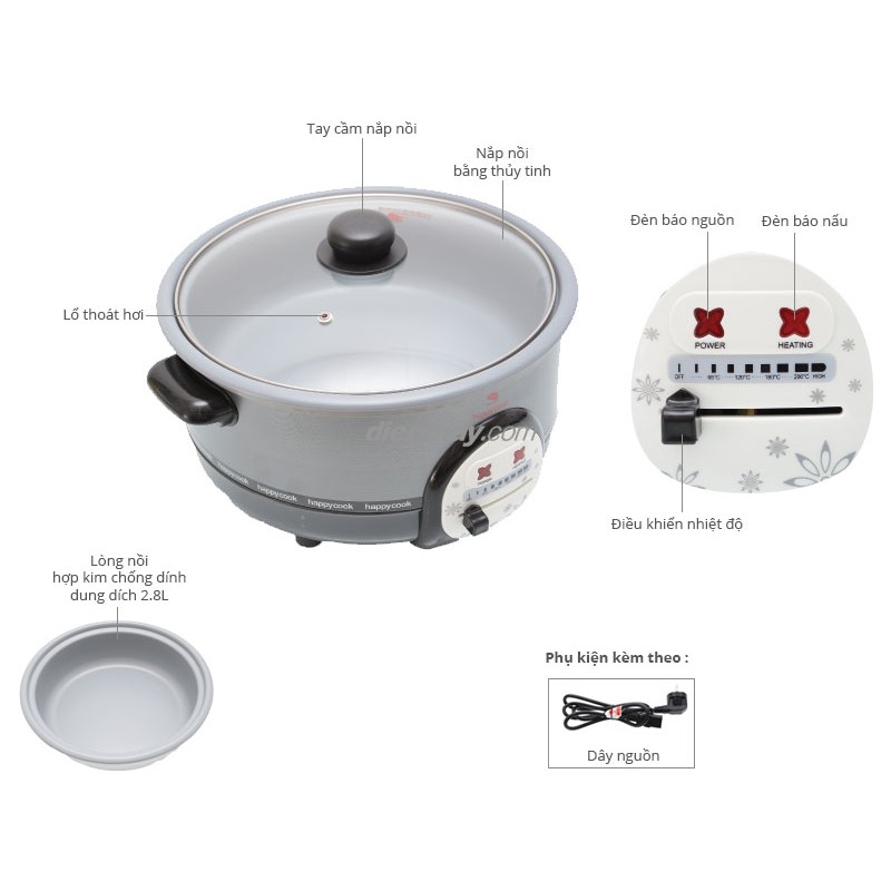 Nồi lẩu điện Happycook HCHP-300A 2.8 lít sản xuất Indonesia (Hàng trưng bày - Bảo hành 12 tháng)